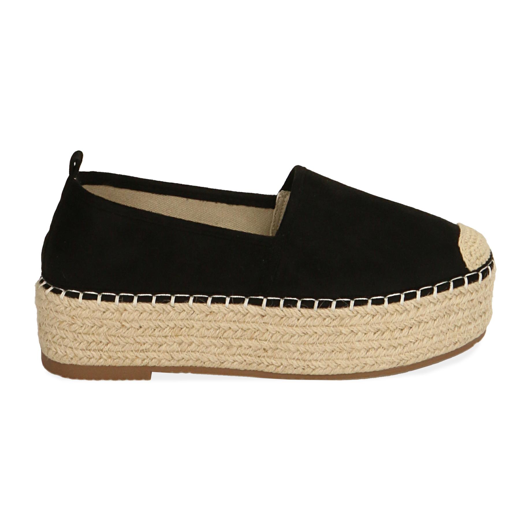 Espadrillas platform nere in microfibra