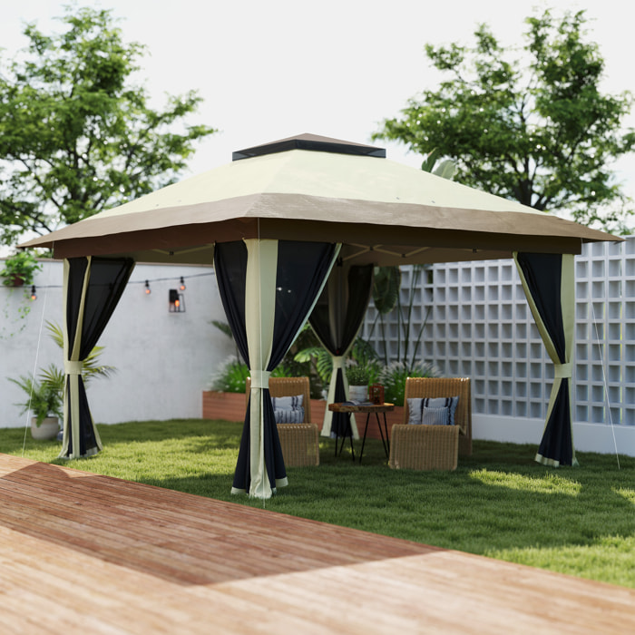 Carpa Plegable Gazebo 3,6x3,6 m Cenador Plegable con 4 Paredes Laterales de Malla Anti-UV Altura Ajustable Bolsa de Arena y Bolsa de Transporte para Camping Fiestas