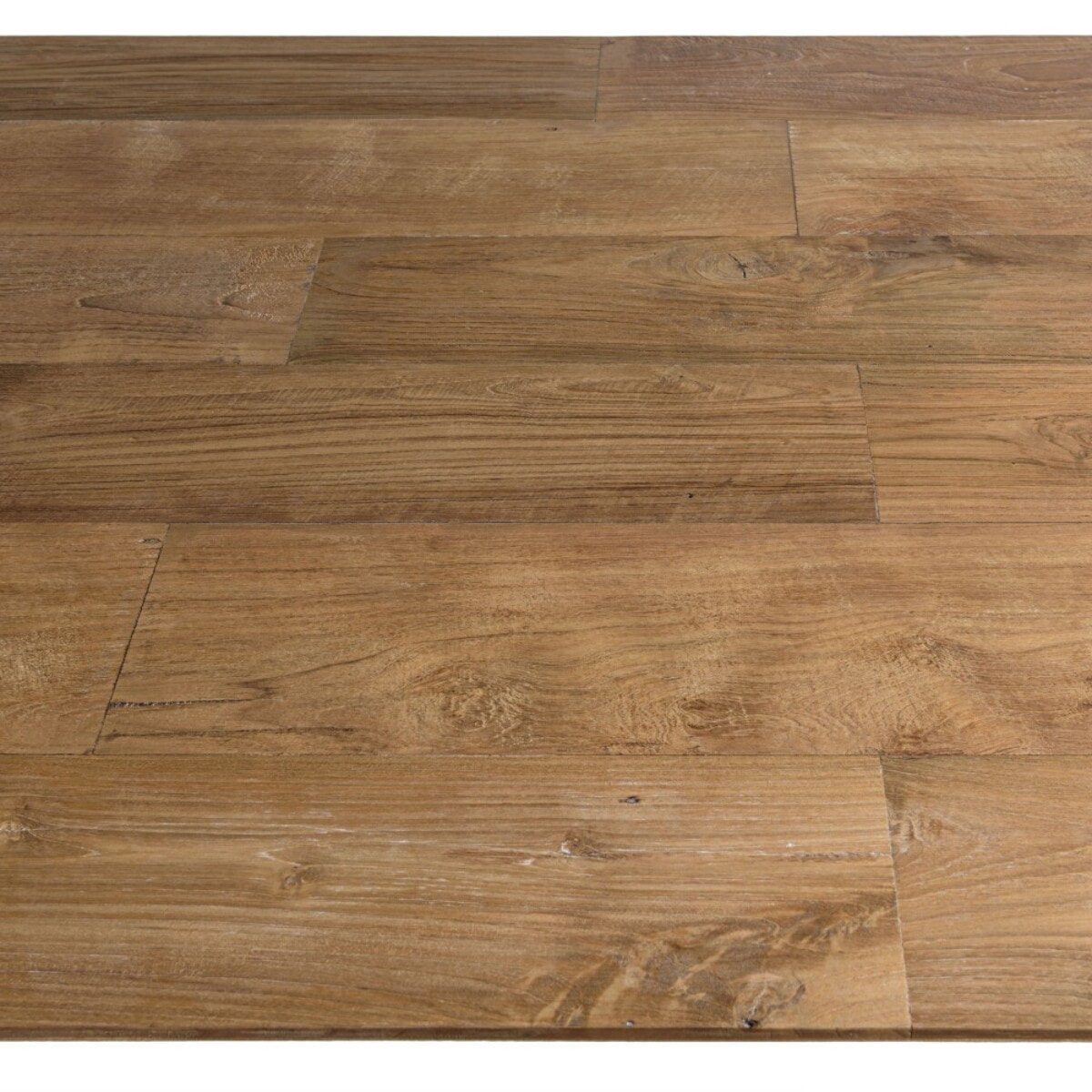 MAXENCE - Table à manger rectangulaire extensible 220/320cm bois teck recyclé pieds métal noir