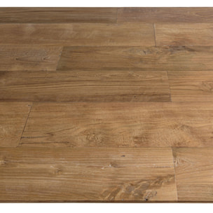 MAXENCE - Table à manger rectangulaire extensible 220/320cm bois teck recyclé pieds métal noir