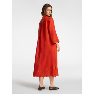 Elena Mirò - Abito in lino con pizzo - Arancione