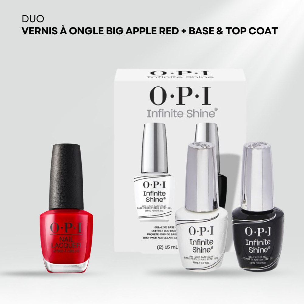Duo Infinite Shine - Base et Top Coat Duo Pack - 30ml Big Apple Red - Vernis à ongles Nail Lacquer - 15 ml