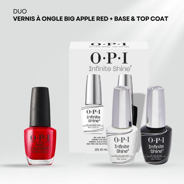 Duo Infinite Shine - Base et Top Coat Duo Pack - 30ml Big Apple Red - Vernis à ongles Nail Lacquer - 15 ml
