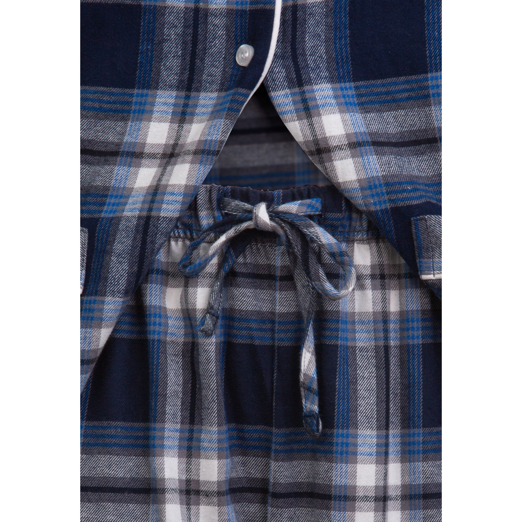 PIGIAMA DONNA flanella invernale quadro bianco e blu