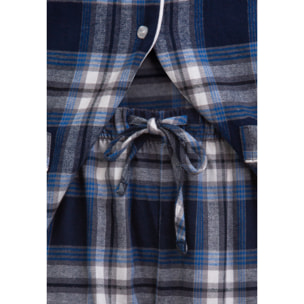 PIGIAMA DONNA flanella invernale quadro bianco e blu