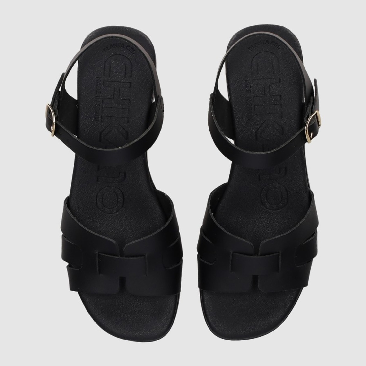 Sandalias de Piel - Negro - Tacón: Bajo