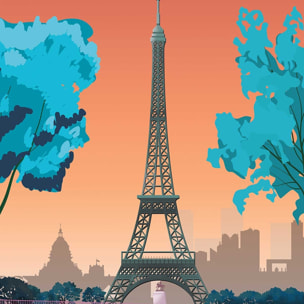 Affiche ville retro Paris France Affiche sous cadre bois