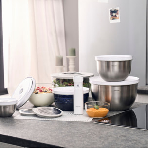 Set de bols sous vide S/M/L / 6-pcs, Verre, transparent-blanc