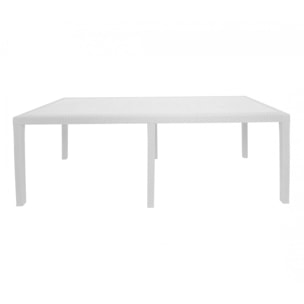 Tavolo da esterno Roma, Tavolo rettangolare allungabile da pranzo, Tavolo da giardino estensibile effetto rattan, 100% Made in Italy, Cm 150x90h72, Bianco