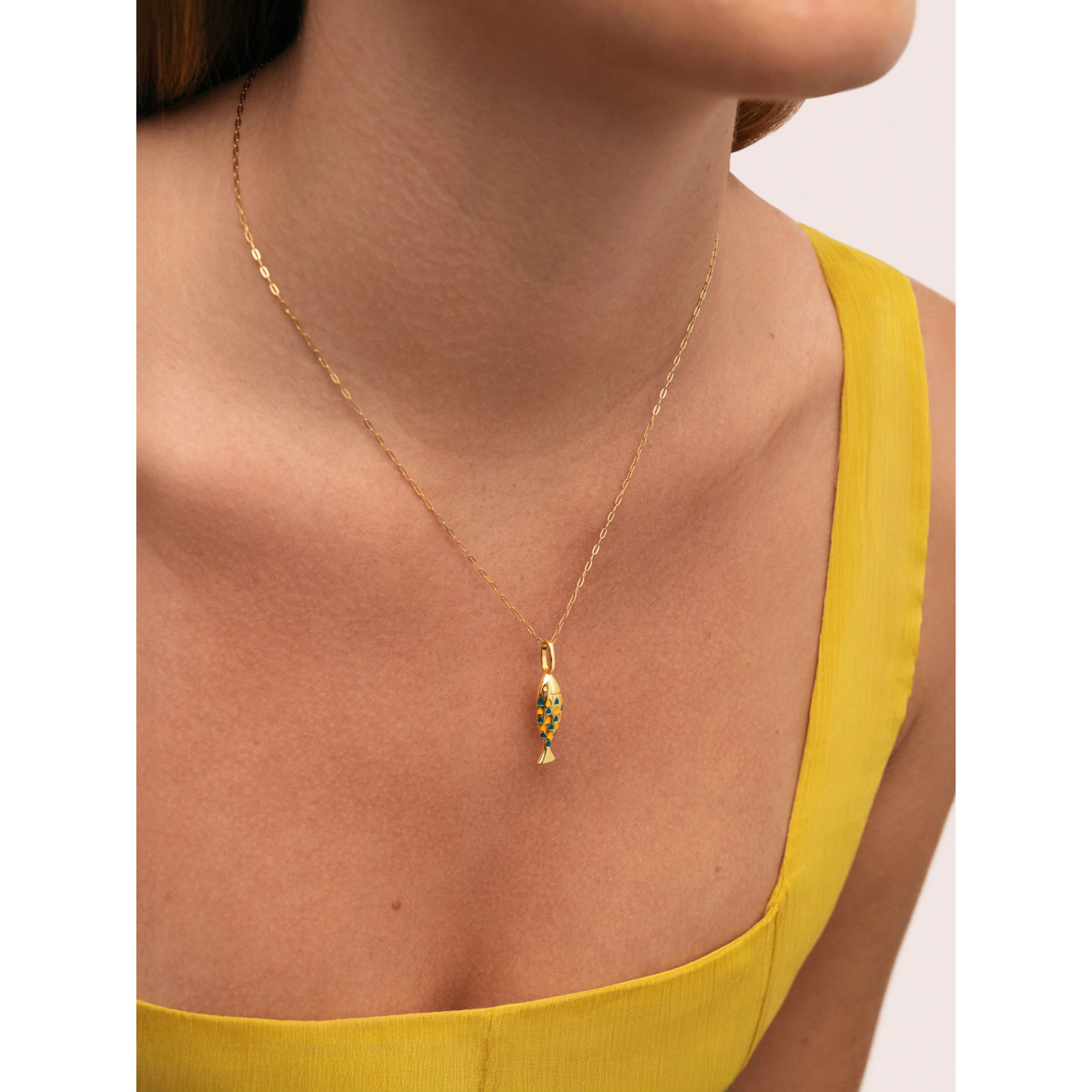 Charm Bluetail Fish Baño Oro