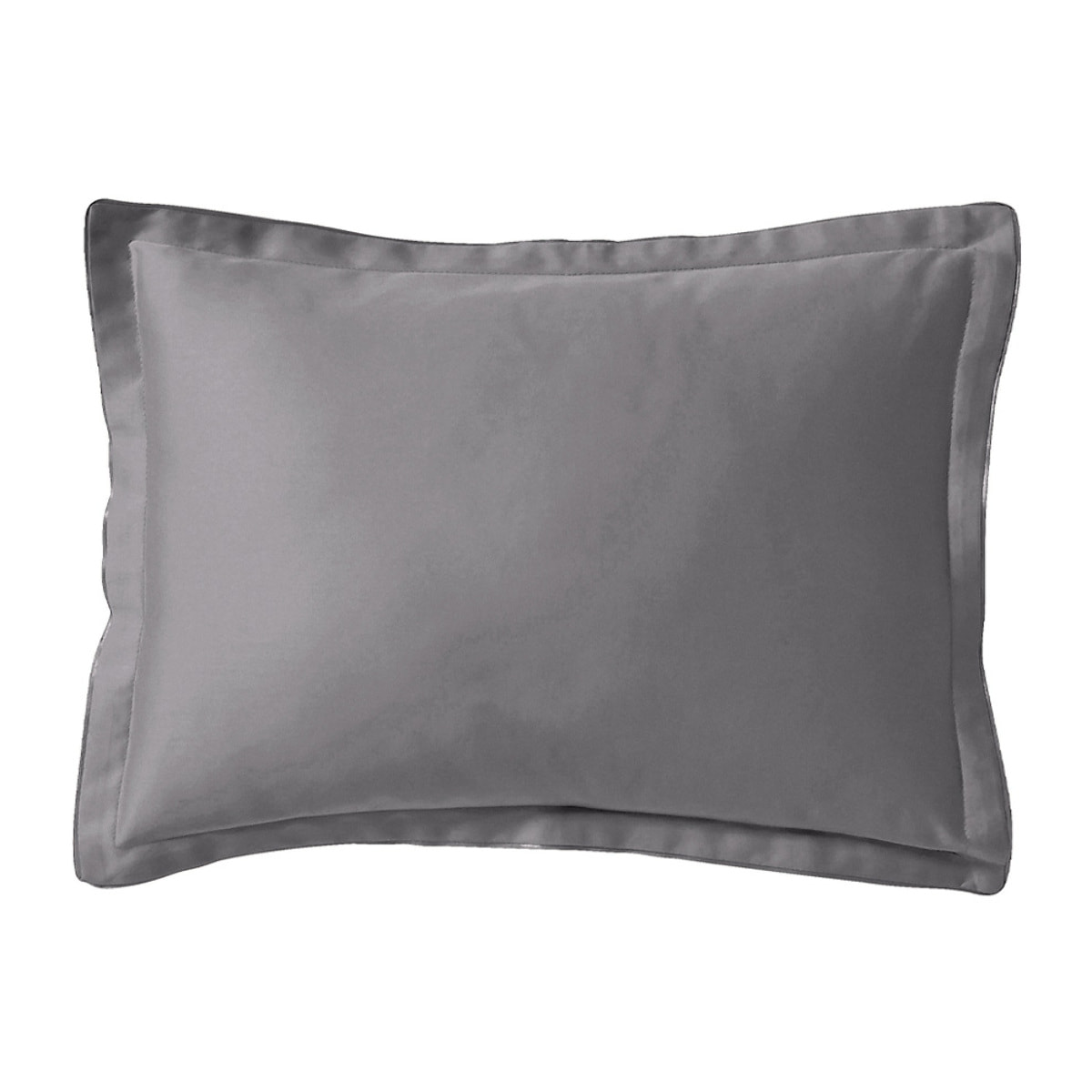 Taie d'oreiller unie en satin de coton, TEOPHILE, Gris Meteore