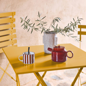 Table de jardin bistrot pliante métal + 2 assises EMILIA