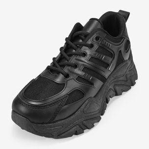 Zapatillas de plataforma negras con rejilla y cordones