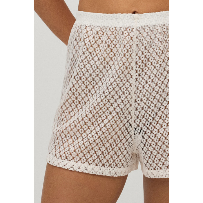 Shorts traforati avorio