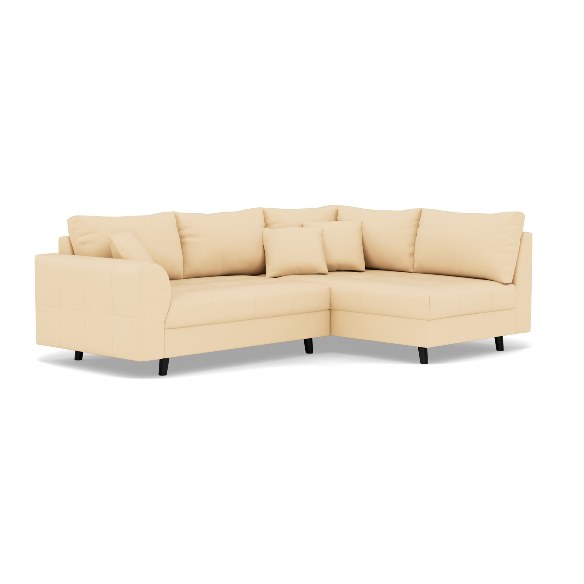 Rune - canapé d'angle droit 4 places en simili - Beige
