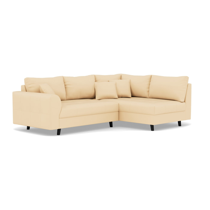 Rune - canapé d'angle droit 4 places en simili - Beige