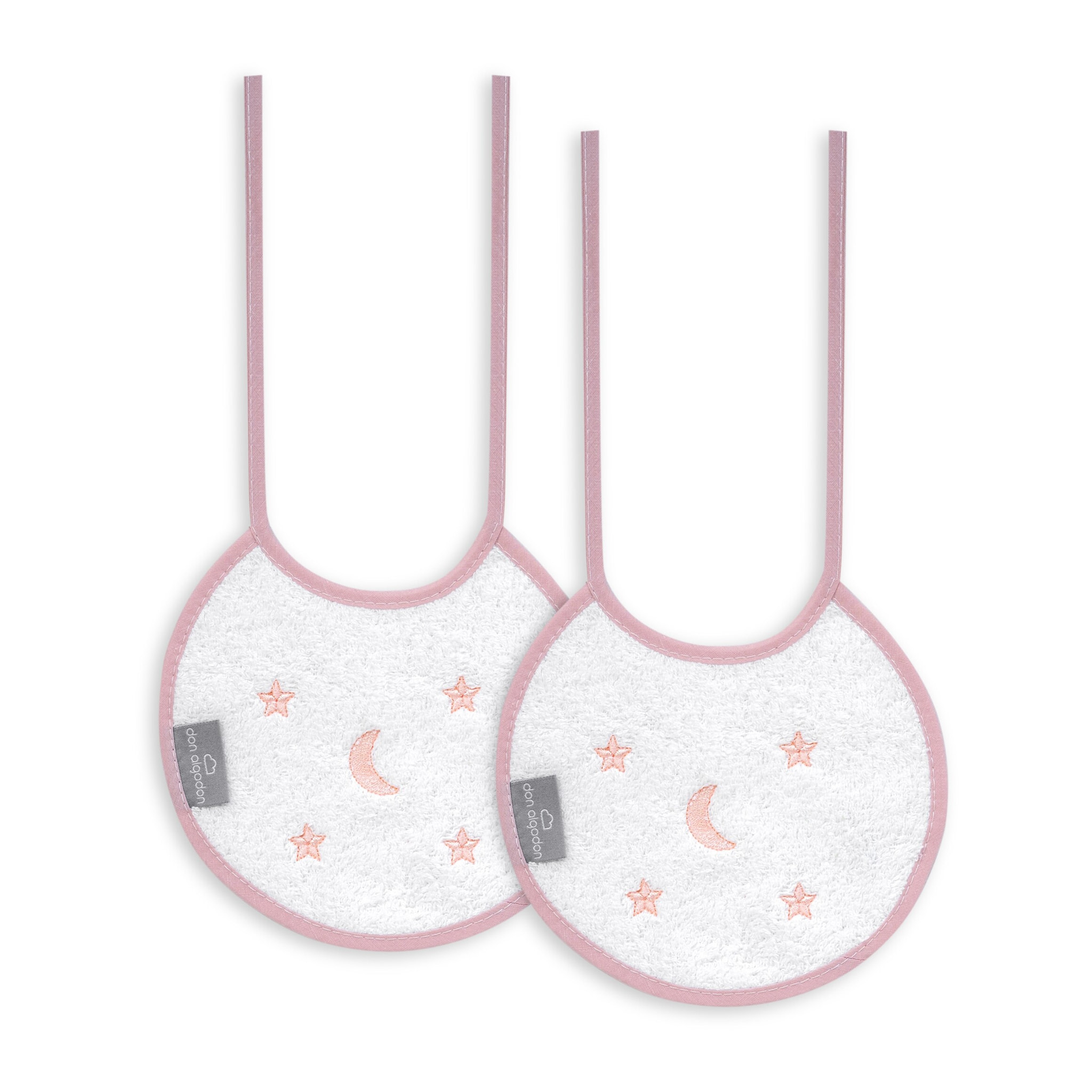 Pack 2 Baberos Don Algodon 20X20 Modelo Estrellas Luna Bco/Rosa
