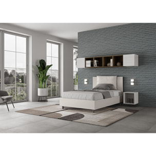 Letto una piazza e mezza contenitore imbottito 120x190 similpelle bianco Antea