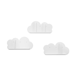Lot de 3 étagères murales blanches nuage pour chambre enfant