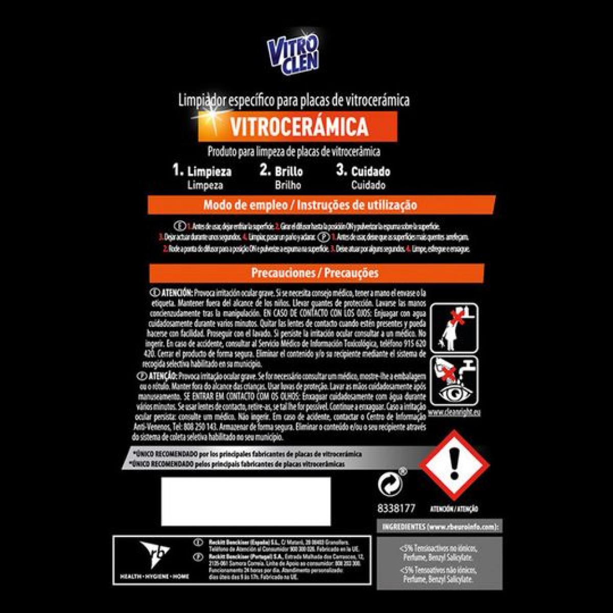 PACK 2 LIMPIADORES DE VITROCERÁMICA EN SPRAY 3EN1 450ML