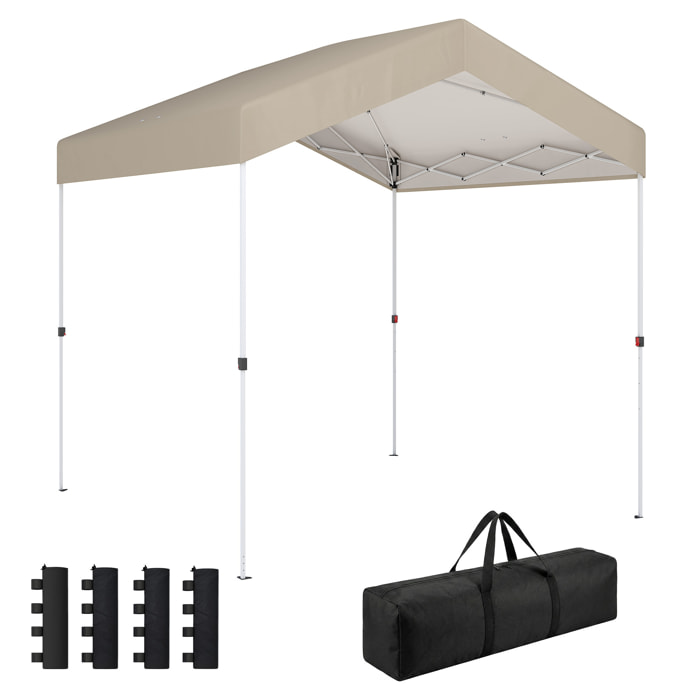 Carpa Plegable 2,4x2,4 m, Pop-up, Cenador de Jardín con UPF50+, Bloqueo Central, Altura Ajustable, Bolsa de Transporte, Sacos Arena, Gazebo para Exterior, Beige