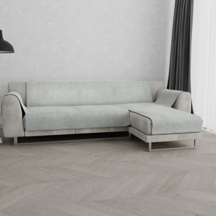 COPRIDIVANO PENISOLA DESTRA COMFORT, Antiscivolo, Cotone+Microfibra+Fibre Varie, Made in Italy - GRIGIO CHIARO