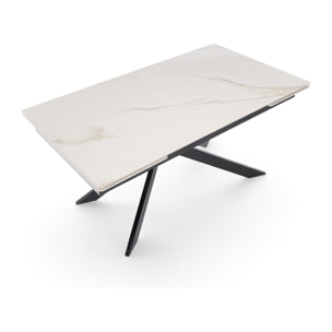 Tavolo allungabile BEVERLY HILLS in ceramica finitura calacatta oro 160+40+40x90x76