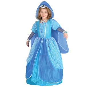 Principessa Cristallo Di Ghiaccio Costume Carnevale Bambina Con Gioielli