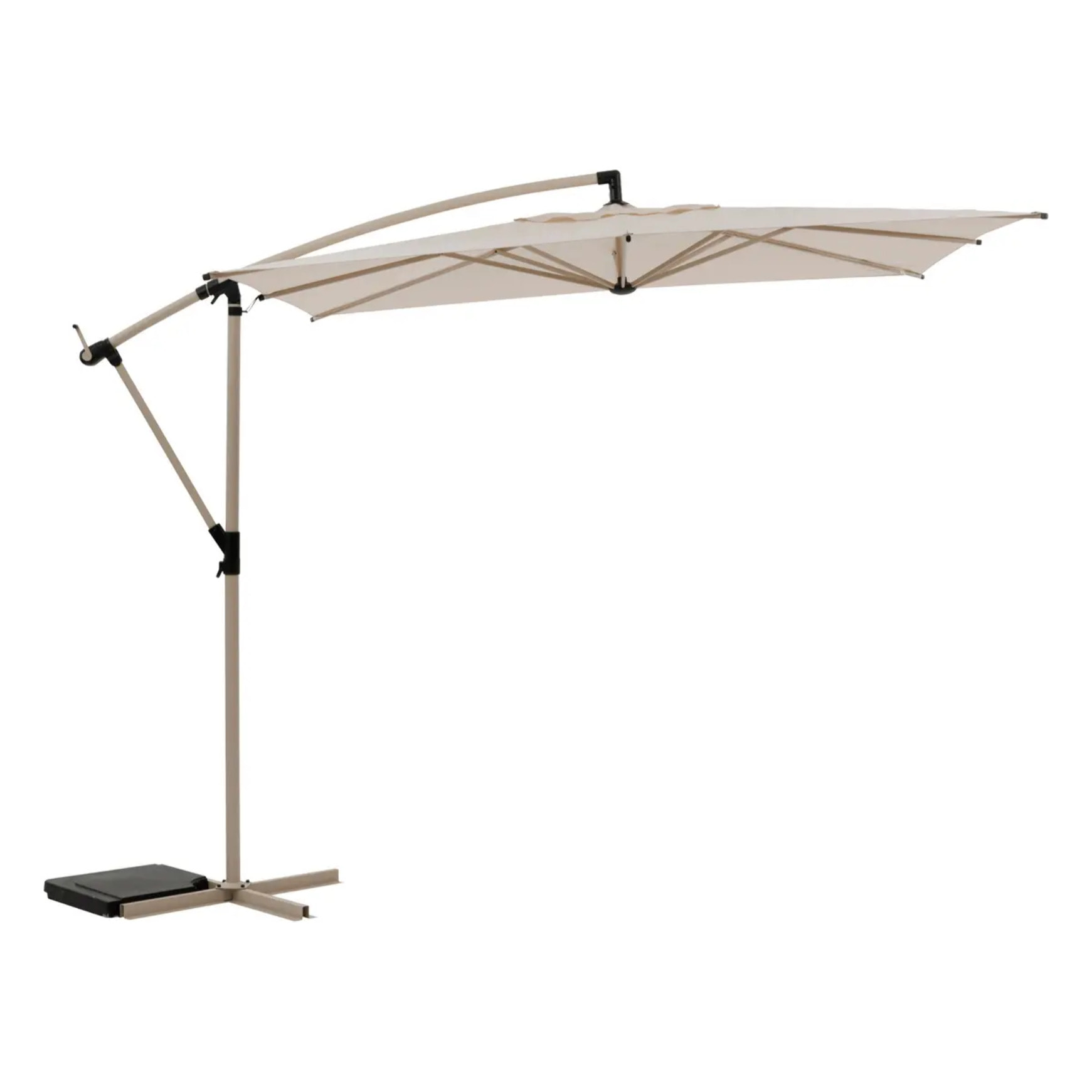Parasol déporté carré "Manoa" argile & blé 2,5 x 2,5m en aluminium acier et polyester