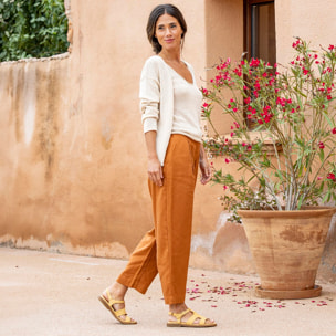 Sandalias N5879 NOBUCK CUERO/ ARENISCA color Cuero