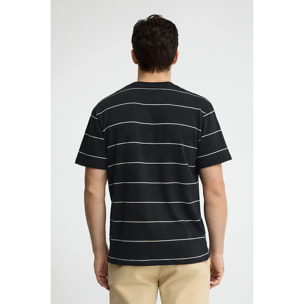 Maglietta a righe blu marino e giallo chiaro con toppa Polo Club