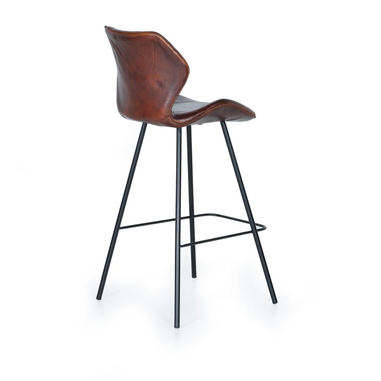 Taburete de Piel de Vacuno 49 Cm Estilo Industrial