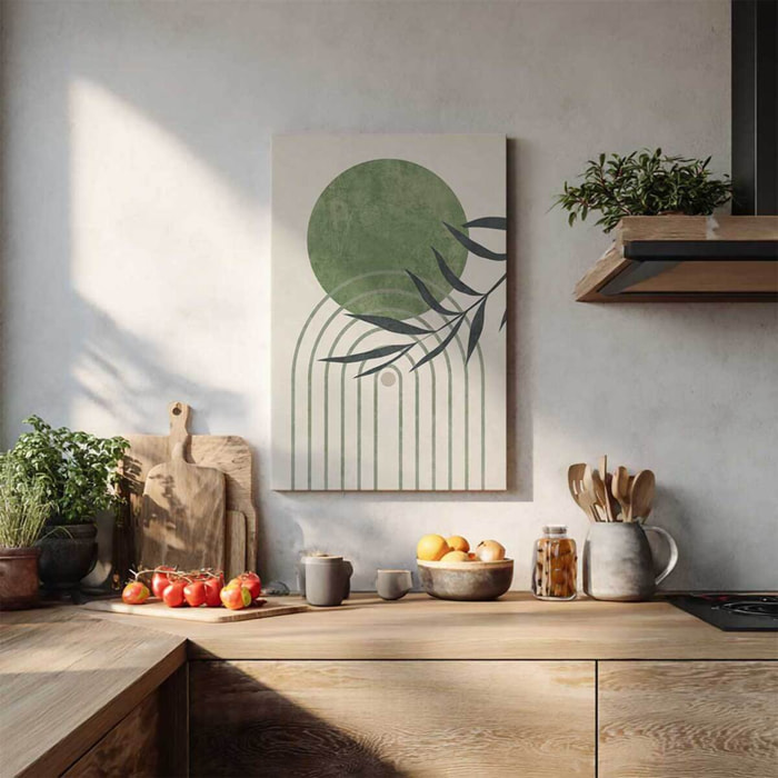 Tableau abstrait végétal cercle vert Toile imprimée