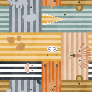 Naturals - Edredón Nórdico Estampado - Infantil - 100% Poliéster Microfibra - 300 gr/m² con Tacto Pluma - Animals Stripes