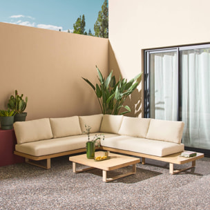 Salon de jardin d'angle bois d'acacia et aluminium 5 places ACALIA LATIKA