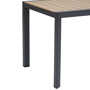 Table de jardin "Évasion" effet bois honey & graphite 4 places lates en aluminium