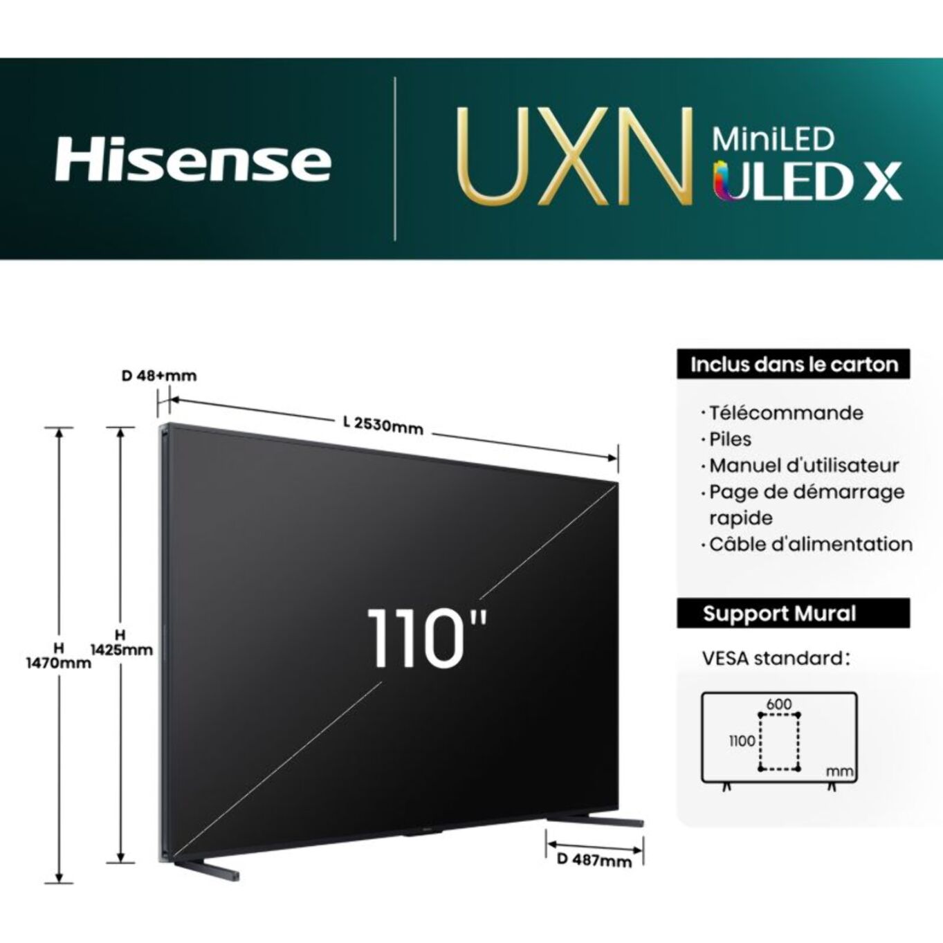 TV QLED HISENSE 110UXNQ (280cm)