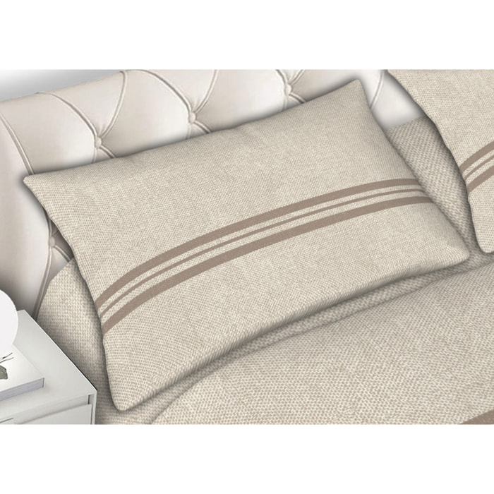 Completo Lenzuola In Calda Flanella Made in Italy Easy Beige