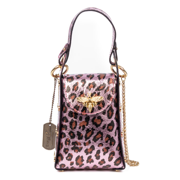Alviano borsa a mano donna. Pelle scamosciata autentica finitura laccata lucida.