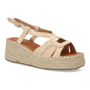 Sandalia de cuña de yute para mujer, comodas y elegantes, diseño moderno con tiras en la pala