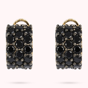 Orecchini a Cerchio Golden con Pavé di Spinelli Neri