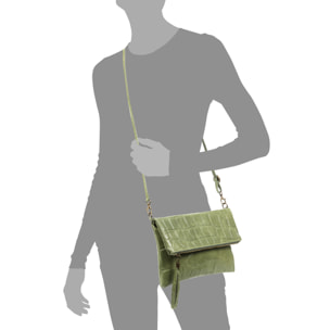 Lecce Borsa a tracolla Donna.Cuoio autentico Camoscio Inciso Coccodrillo