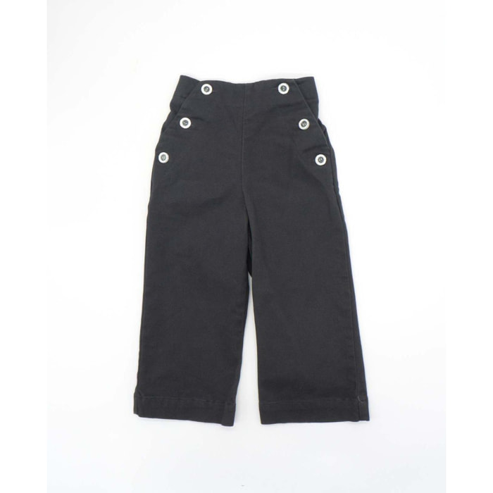 Pantalón de sarga gris oscuro con botones beige