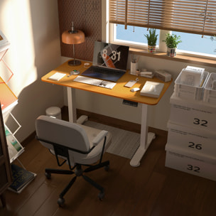 Escritorio Elevable Eléctrico con Altura Ajustable 3 Memorias Sistema de Colisión y Protección contra Sobrecalentamiento Escritorio de Pie para Oficina Hogar 120x60 cm Natural y Blanco
