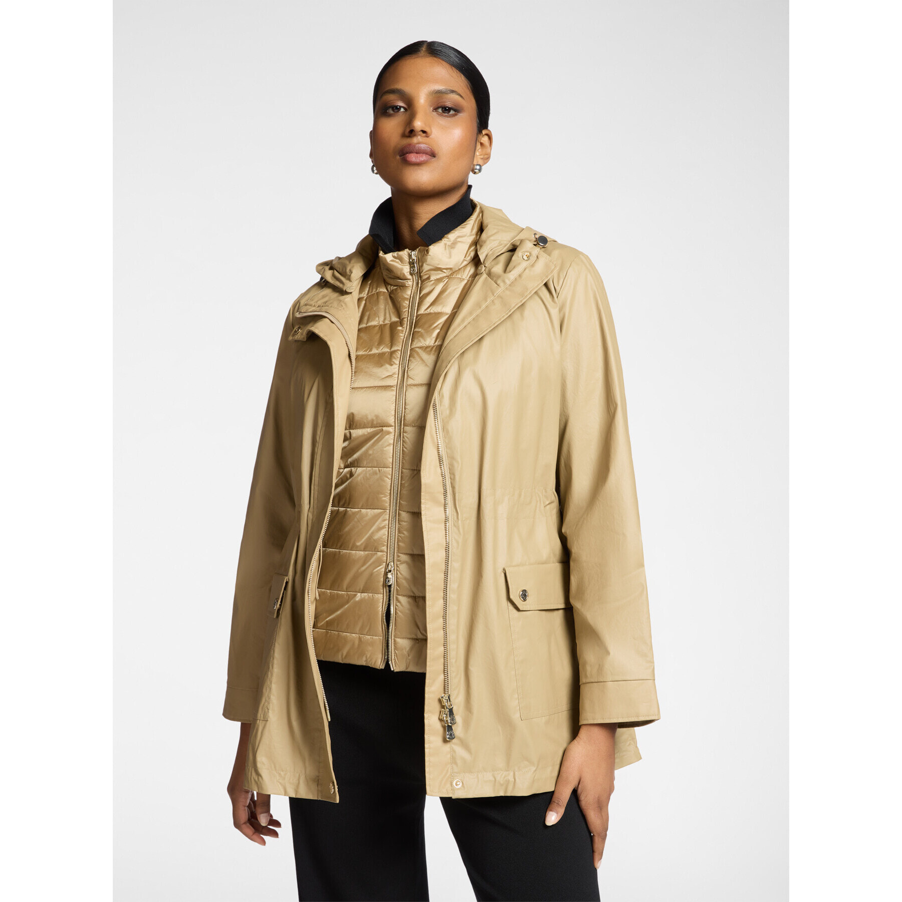 Elena Mirò - Parka layering con cappuccio - Marrone