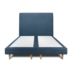 Lit avec tête de lit tapissée tissu et sommier tapissier ep14