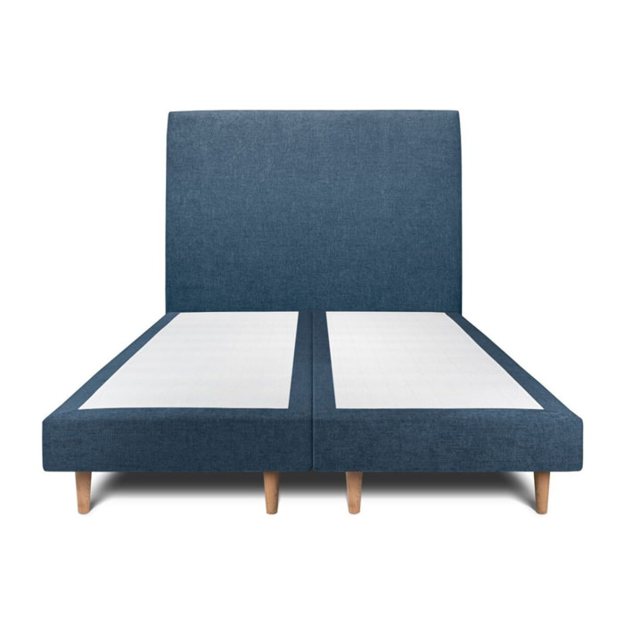 Lit avec tête de lit tapissée tissu et sommier tapissier ep14