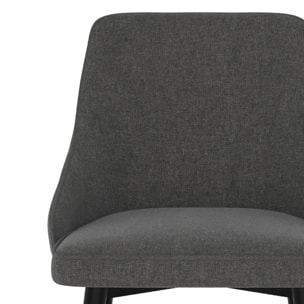 Lot de 2 chaises pour îlot central 66,5 cm en tissu gris foncé - Pipo
