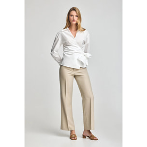 Camicia bianca a doppio petto Meggan con dettagli Polo Club