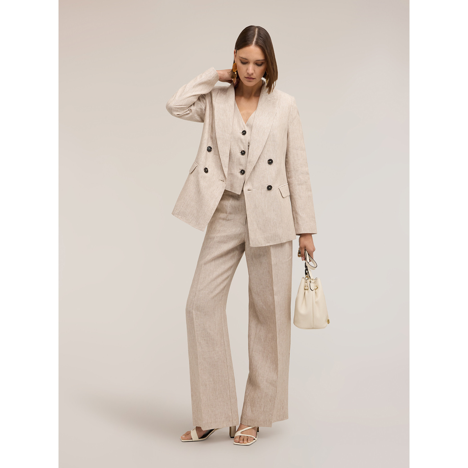 Motivi - Blazer cruzado de lino - Beige